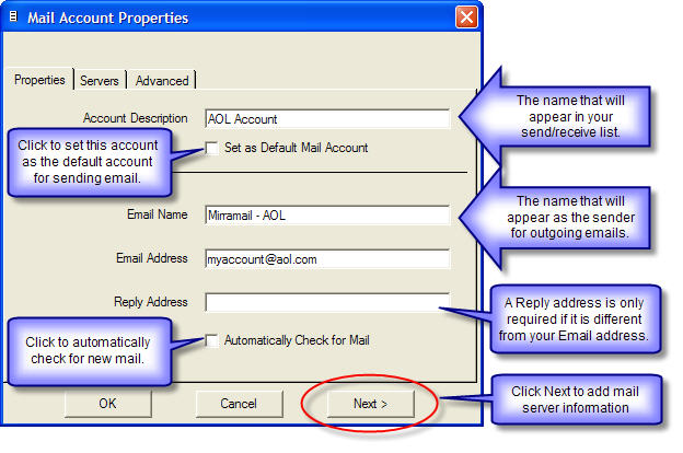 Add mail address details