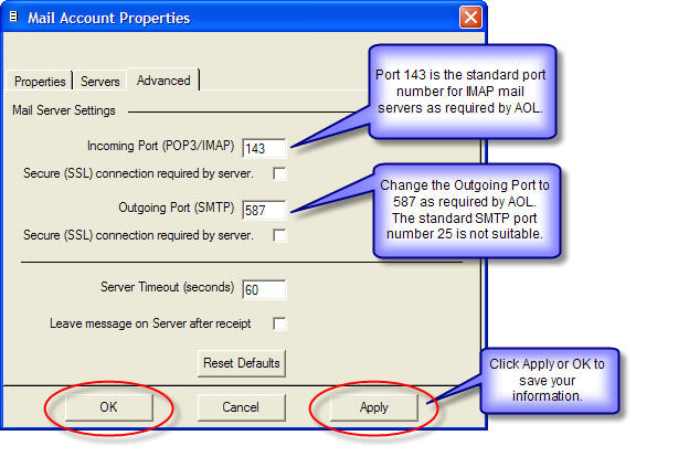 Change SMTP port number