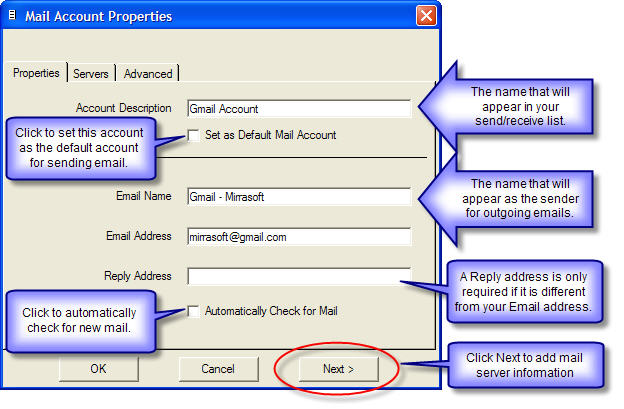 Add mail address details