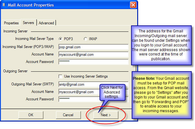Add mail server details