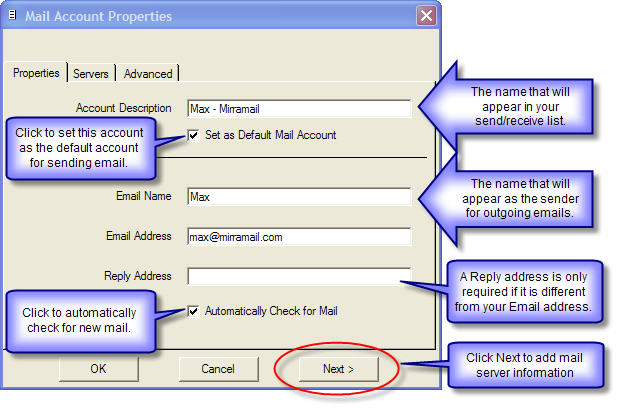 Add mail address details