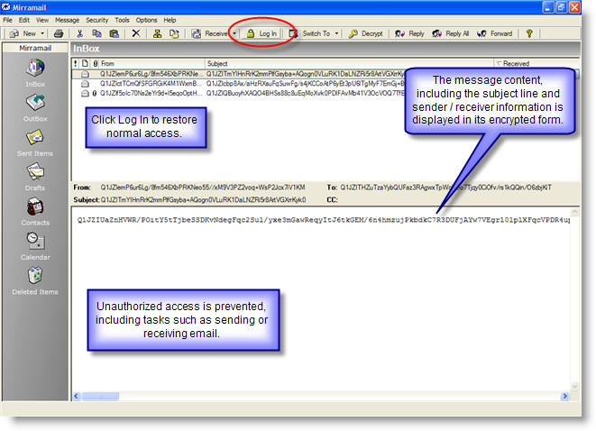 Messages are displayed in encrypted form.