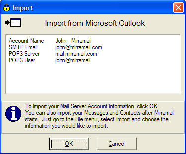 Import mail accounts from Outlook.
