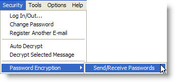 Password encryption menu