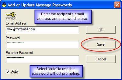 Add or update message passwords