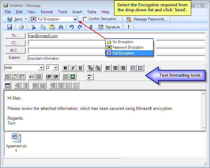 Send an encrypted email
